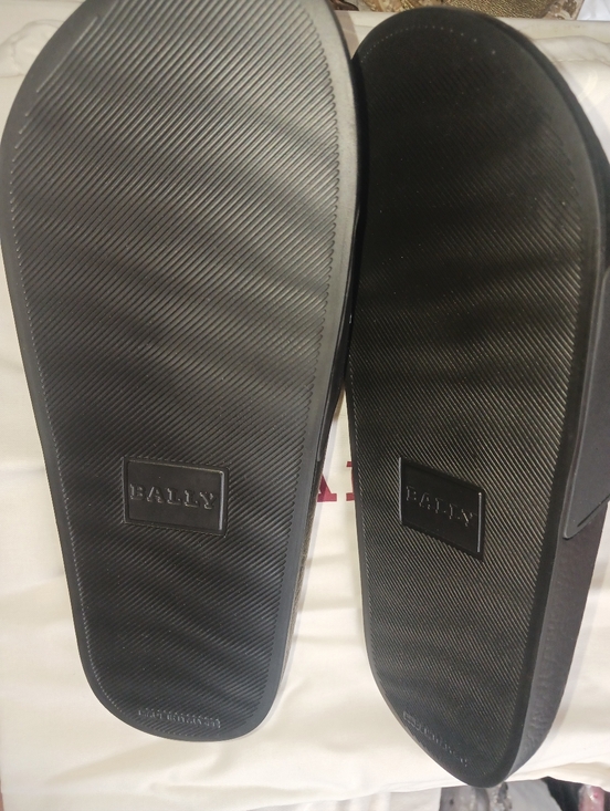 Bally Black Slides with White Logo and Red Stripe main image 5